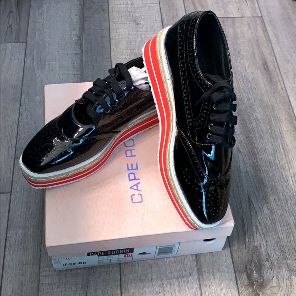 Black platform oxfords